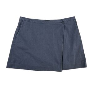 Theory Wrap Mini Skirt Navy Blue Size 12 Pockets Casual Preppy Office Siren